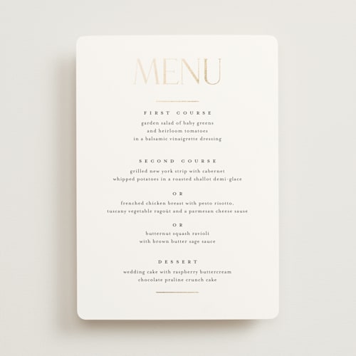 This is a sugar menu cards with foil pressed by Jessica Williams called idyllic printing on signature in standard
