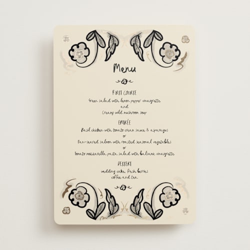 This is a ink wash menu cards with foil pressed by Ani Somi called santa catalina printing on signature in standard