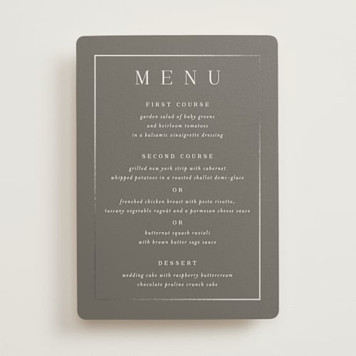 This is a mountain menu cards with foil pressed by Jessica Williams called bianca printing on signature in standard