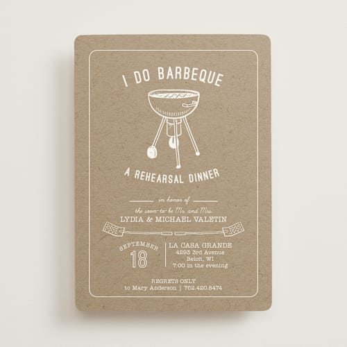 This is a kraft rehearsal dinner invitations with standard by Lani Kai Peterson called i do bbq printing on signature in standard