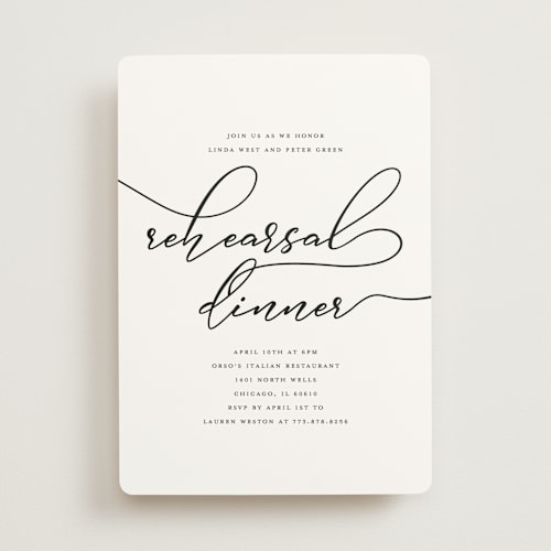 This is a spring rehearsal dinner invitations with standard by Laura Hamm called elegant printing on signature in standard