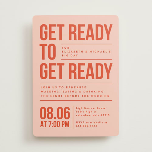 This is a hibiscus rehearsal dinner invitations with standard by Heather Schertzer called get ready to get ready printing on signature in standard