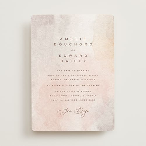 This is a clay rehearsal dinner invitations with standard by chocomocacino called firenze printing on signature in standard