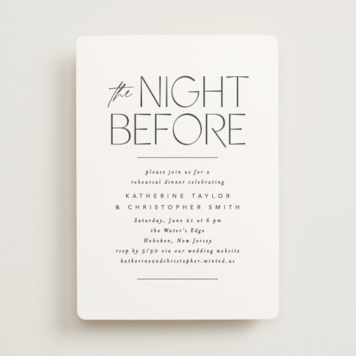 This is a frost rehearsal dinner invitations with standard by Creo Study called crisp printing on signature in standard