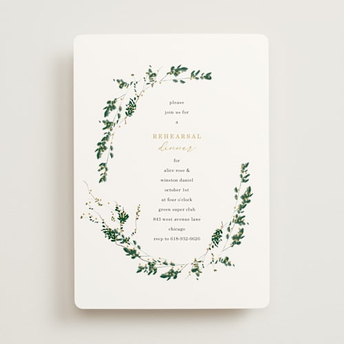 This is a cloud rehearsal dinner invitations with standard by Baumbirdy called woodland lorel printing on signature in standard