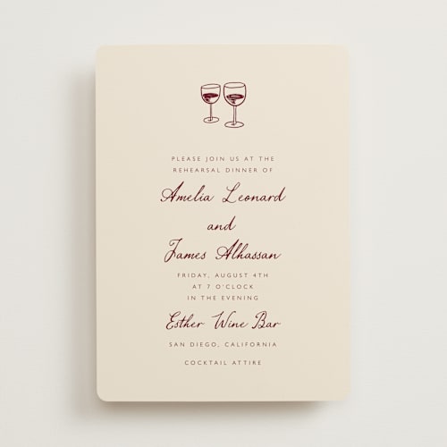 This is a chardonnay rehearsal dinner invitations with standard by Katharine Watson called winery printing on signature in standard