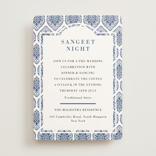 This is a azure wedding invitations with standard by Oma N. Ramkhelawan called calcutta stamp printing on signature in standard