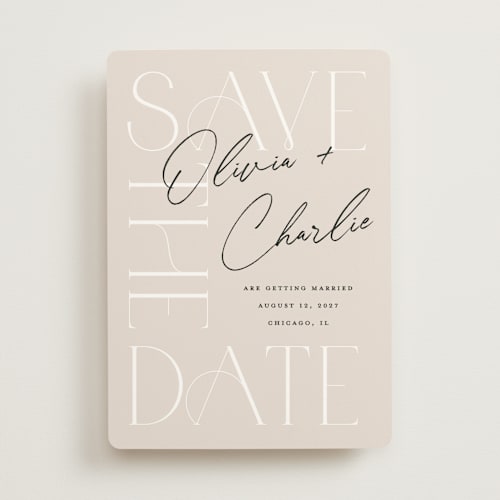 This is a shell save the date with standard by Pixel and Hank called sublime printing on signature in standard