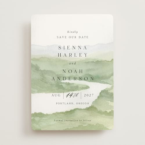 This is a meadow save the date with standard by Elly called the vow printing on signature in standard