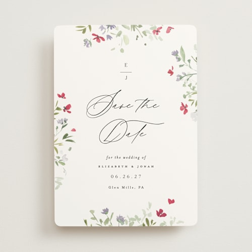 This is a cloud save the date with standard by Everett Paper Goods called brynn printing on signature in standard