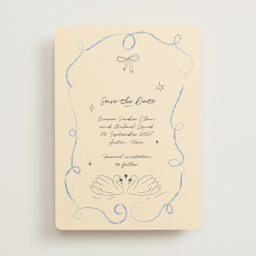 This is a dream save the date with standard by Helena Vitto called the swan printing on signature in standard