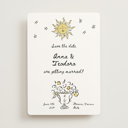 This is a nero save the date with standard by Helena Vitto called amore mio printing on signature in standard