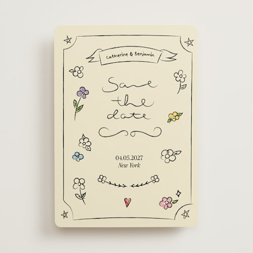 This is a natural save the date with standard by Helena Vitto called lovely date printing on signature in standard