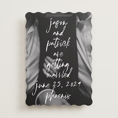 This is a marshmallow save the date with standard by Keen Peachy called oh by the way printing on recycled smooth signature in standard