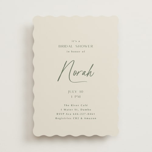 This is a avocado bridal shower invitations with standard by Ana Sharpe called modern script printing on signature in standard