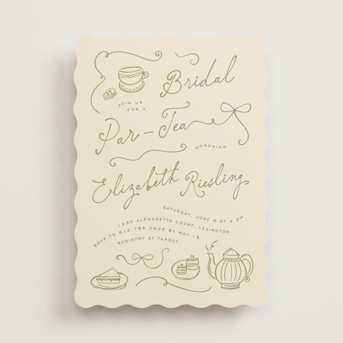 This is a forest bridal shower invitations with standard by Creo Study called vintage par-tea printing on signature in standard