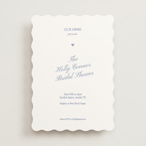This is a amalfi bridal shower invitations with standard by Helena Vitto called club amore printing on signature in standard