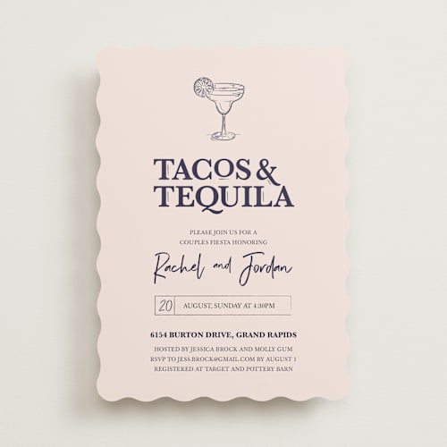 This is a blush bridal shower invitations with standard by Janelle Kelly called tacos & tequila printing on signature in standard