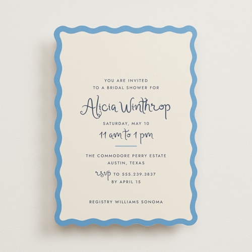 This is a bluebell bridal shower invitations with standard by Megan Davis called augusta printing on signature in standard