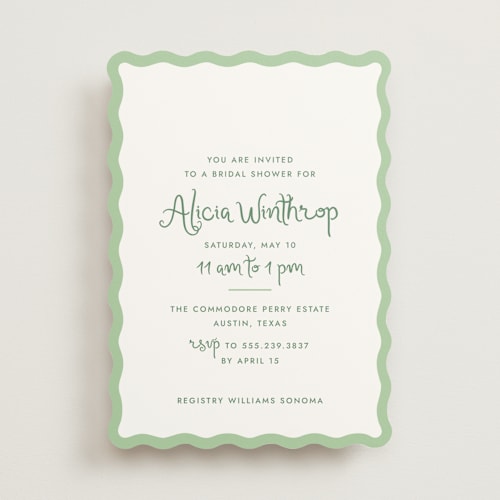 This is a clover bridal shower invitations with standard by Megan Davis called augusta printing on signature in standard