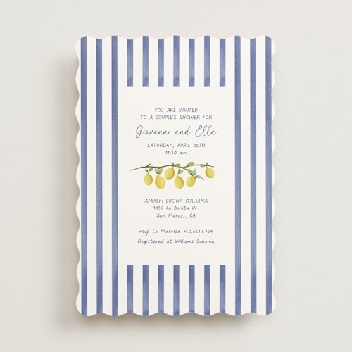 This is a capri bridal shower invitations with standard by Tina Faselli called limoncello printing on signature in standard