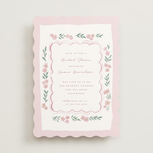 This is a peony bridal shower invitations with standard by Rebecca Durflinger called pretty little floral printing on signature in standard