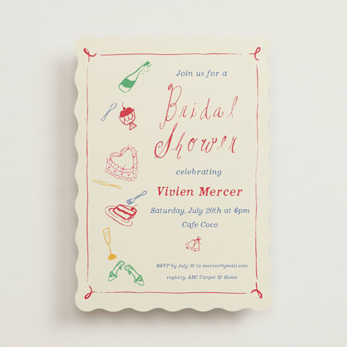 This is a fruitcake bridal shower invitations with standard by Sarah Rosenthal called heights of love printing on signature in standard