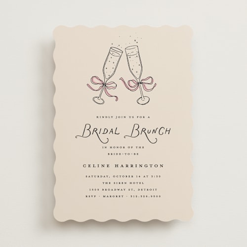 This is a rose bridal shower invitations with standard by Pixel and Hank called bubbly brunch printing on signature in standard