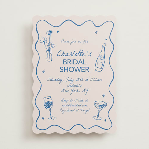 This is a wave bridal shower invitations with standard by Cass Loh called chic soirée printing on signature in standard