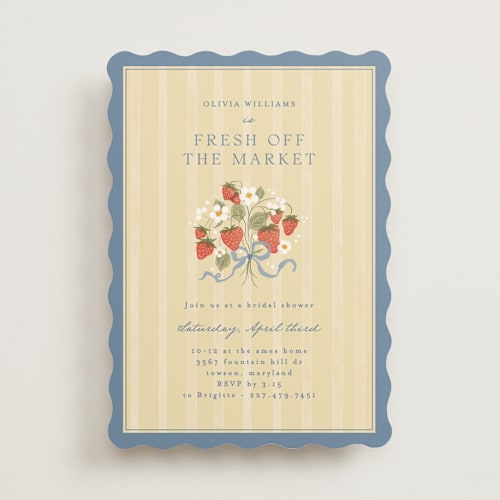 This is a blueberry bridal shower invitations with standard by Erin L. Wilson called strawberry sunshine printing on signature in standard