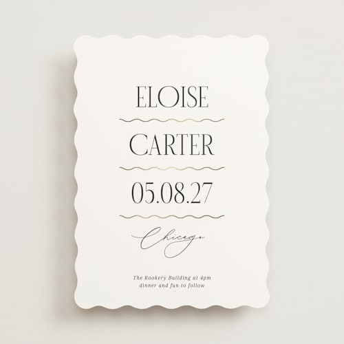 This is a pepper foil stamped wedding invitations with foil pressed by Olivia Raufman called inventive printing on signature in standard