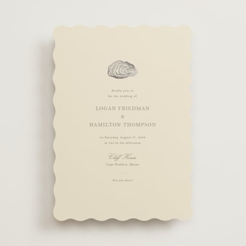 This is a camel foil stamped wedding invitations with foil pressed by Jennifer Lew called cove printing on signature in standard