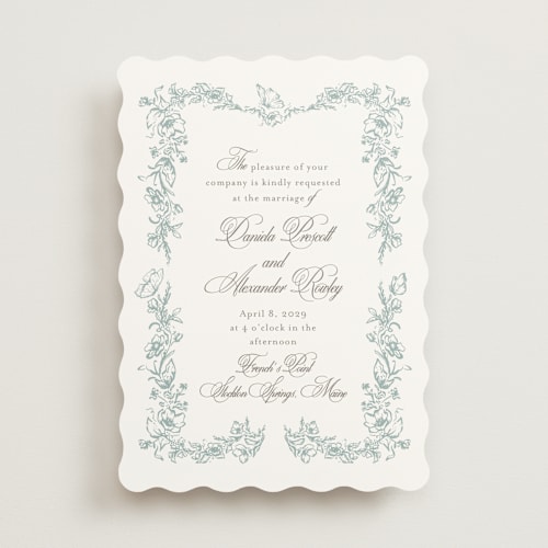 This is a something blue wedding invitations with standard by Melinda Denison called romantic garden printing on signature in standard