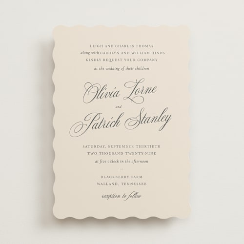 This is a champagne wedding invitations with standard by Sara Hicks Malone called belle meade printing on signature in standard