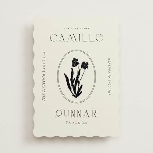 This is a onyx wedding invitations with standard by Alaina Cherup called la graine printing on signature in standard