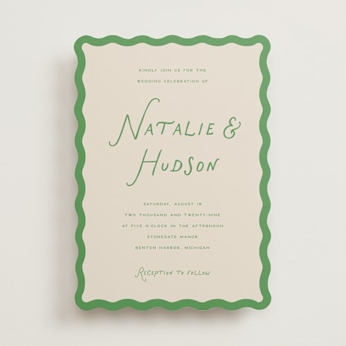 This is a mint wedding invitations with standard by Pixel and Hank called lovers printing on signature in standard