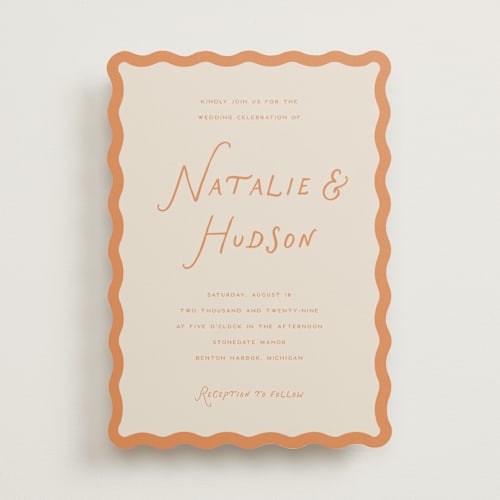 This is a nectar wedding invitations with standard by Pixel and Hank called lovers printing on signature in standard