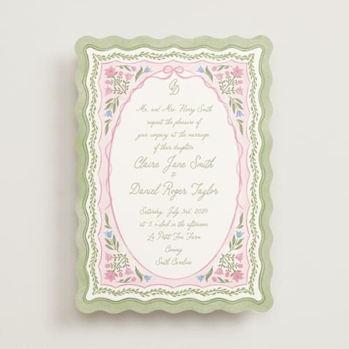 This is a garden wedding invitations with standard by Creo Study called folk garden printing on signature in standard