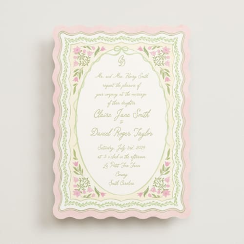 This is a rosebud wedding invitations with standard by Creo Study called folk garden printing on signature in standard
