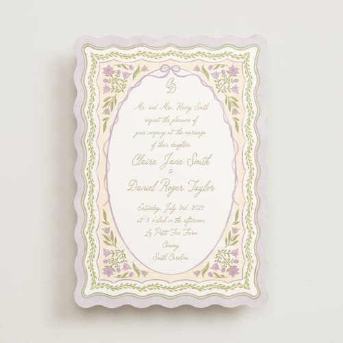 This is a iris wedding invitations with standard by Creo Study called folk garden printing on signature in standard