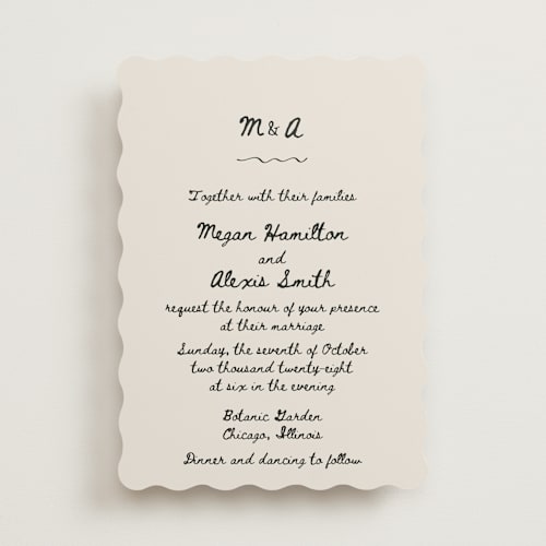 This is a lace wedding invitations with standard by Cass Loh called simple monogram printing on signature in standard