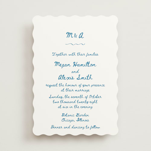This is a aqua wedding invitations with standard by Cass Loh called simple monogram printing on signature in standard