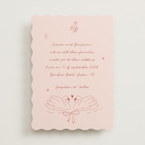 This is a ruby wedding invitations with standard by Helena Vitto called the swan printing on signature in standard