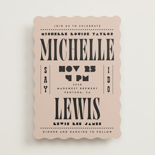 This is a noir wedding invitations with standard by Alethea and Ruth called bold stack printing on signature in standard