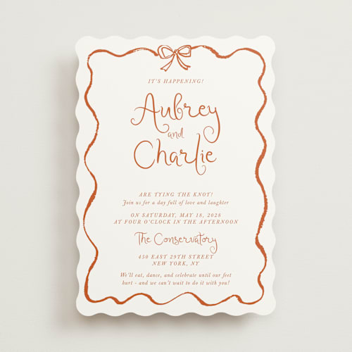 This is a burnt orange wedding invitations with standard by Cass Loh called quirky fun printing on signature in standard