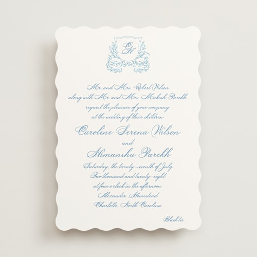 This is a capri wedding invitations with standard by Creo Study called royalty printing on signature in standard