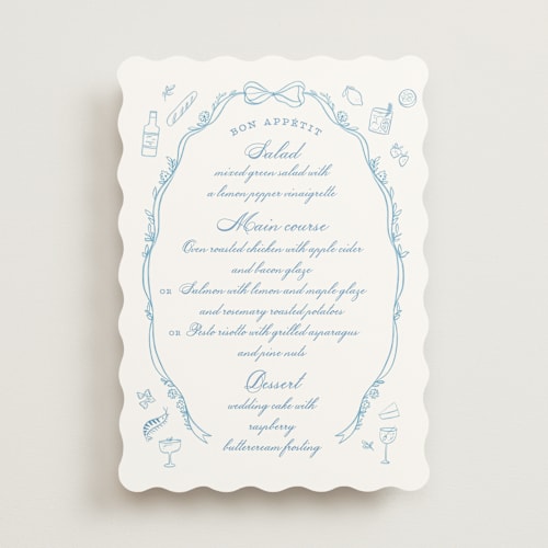 This is a capri menu cards with standard by Creo Study called royalty printing on signature in 5x7