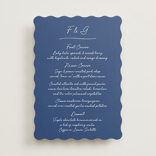 This is a santorini menu cards with standard by chocomocacino called strazzate printing on signature in 5x7