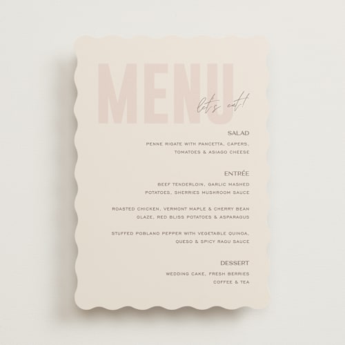 This is a blush menu cards with standard by Pixel and Hank called salted printing on signature in standard