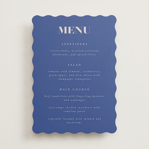 This is a marseille bleu menu cards with standard by Up Up Creative called centro printing on signature in standard